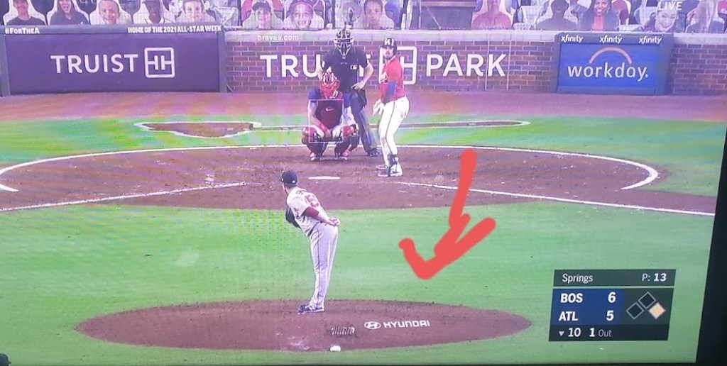 Pitcher's mound with Hyundai Logo
